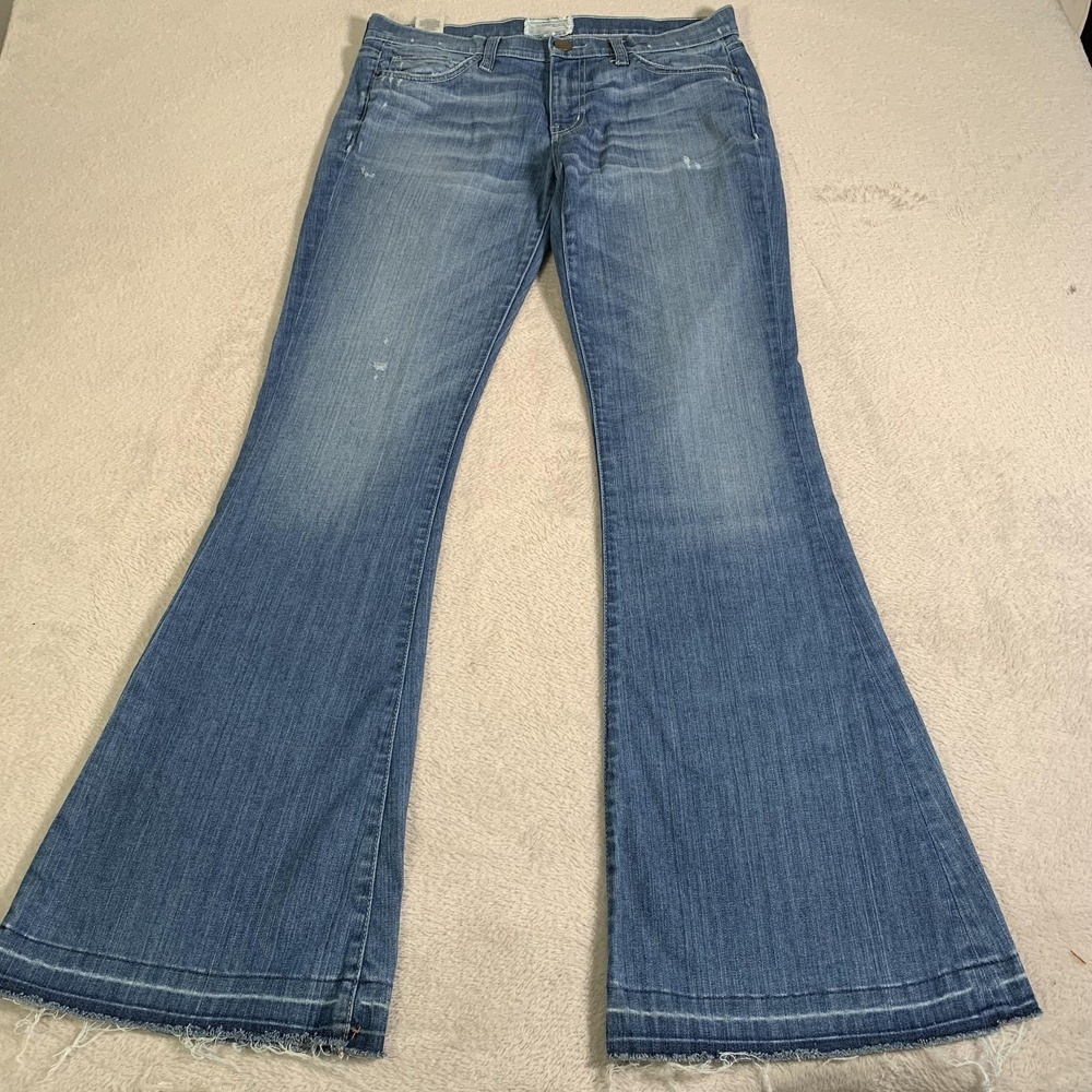 Current/Elliott The Low Bell Jeans Womens 30 Medium‎ Wash Low Rise Flare Stretch